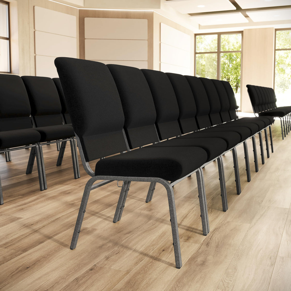 18.5 in Wide Church Chair, Black
