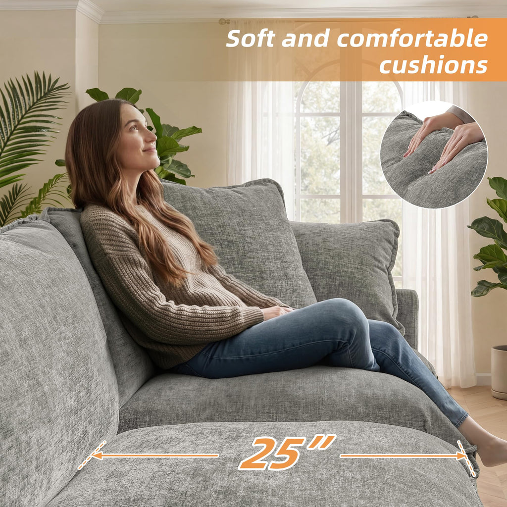 Modular Sectional Sofa Bed with Storage Ottomans, 135" Cloud Couch, 6-Seater Comfy Modern Couches with Pillows &