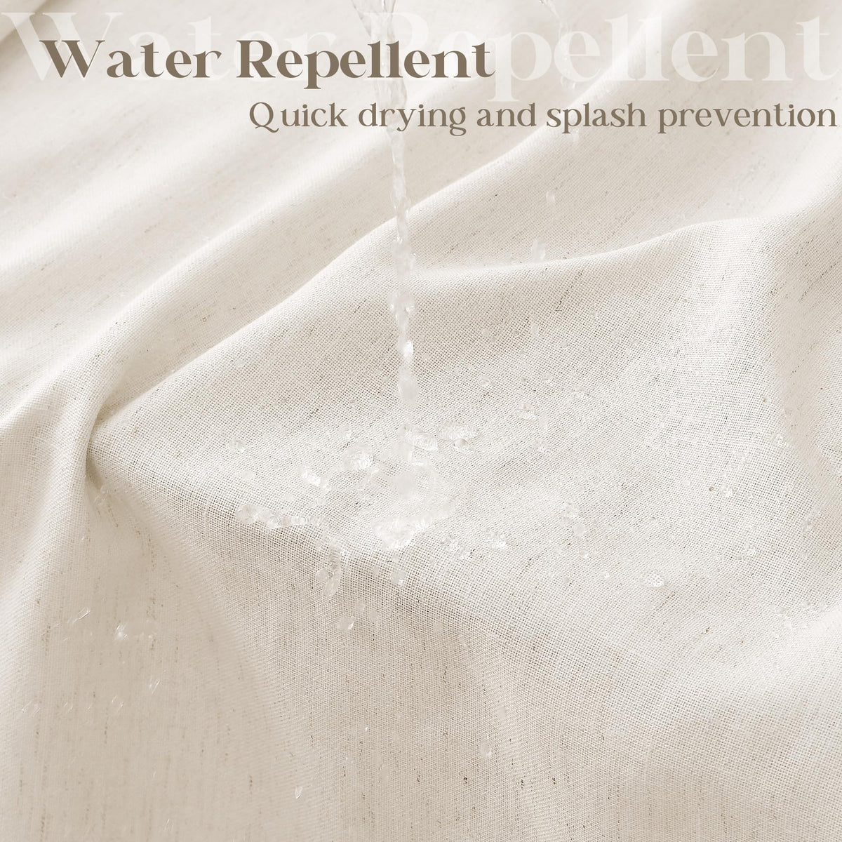 Cream Linen Shower Curtain Water Repellent 72x108 Inch