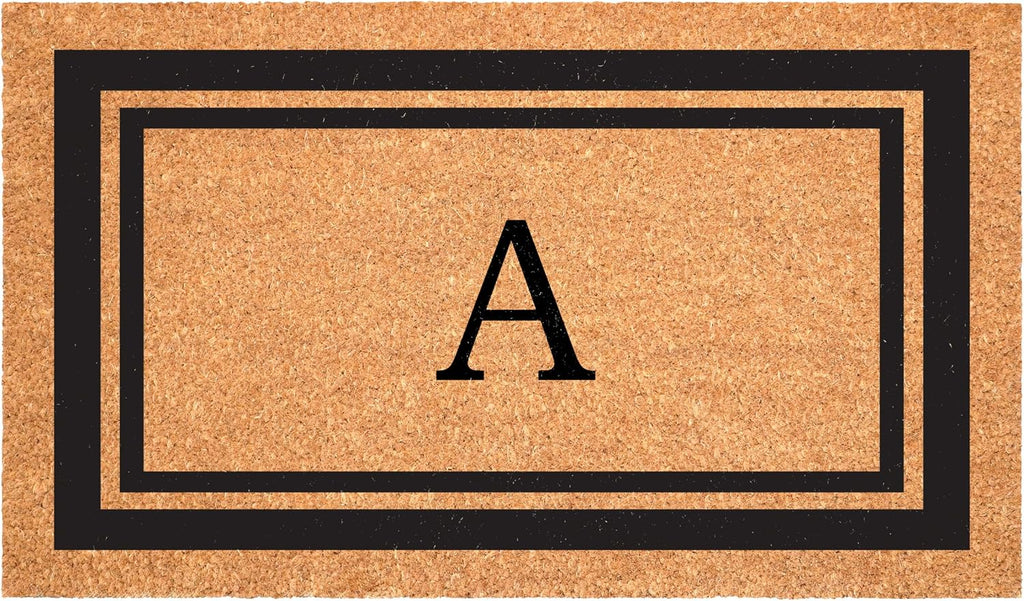 152961830A Black Border 18" x 30" Monogram Doormat, (Letter A)