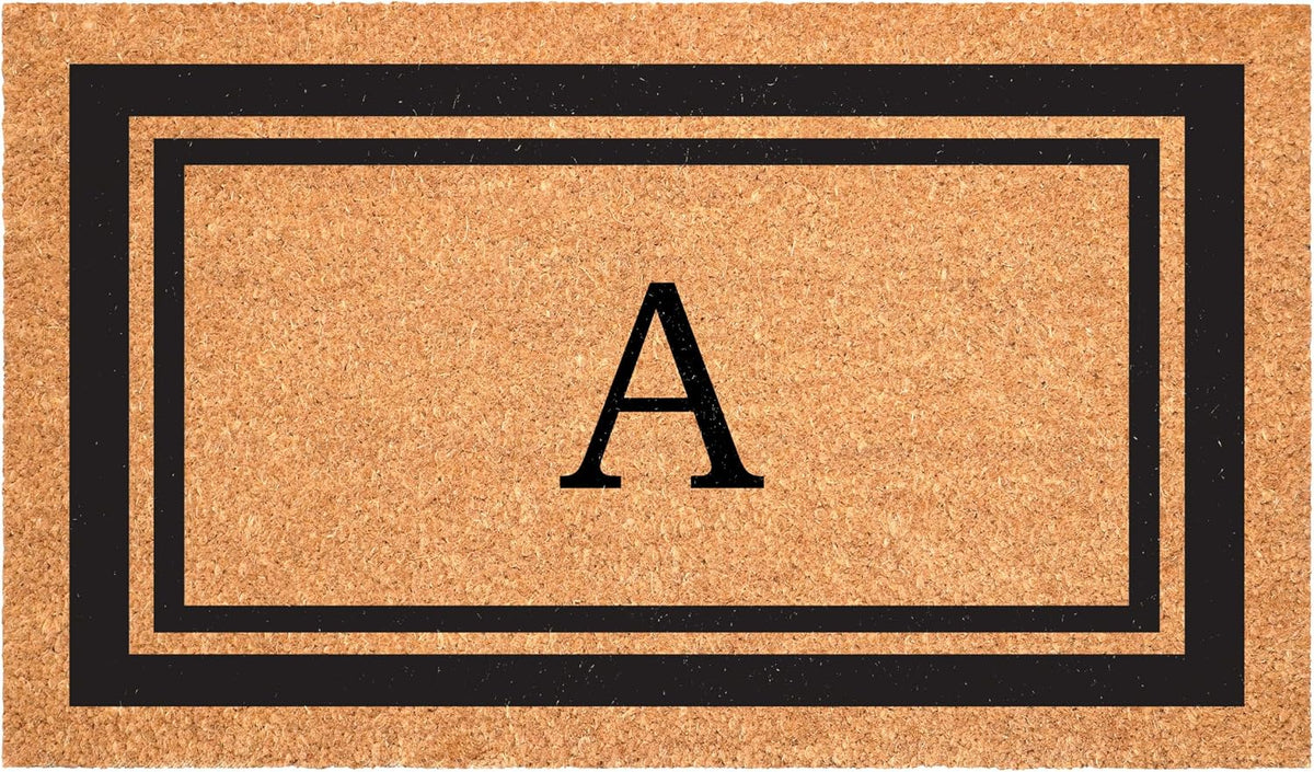 152961830A Black Border 18" x 30" Monogram Doormat, (Letter A)