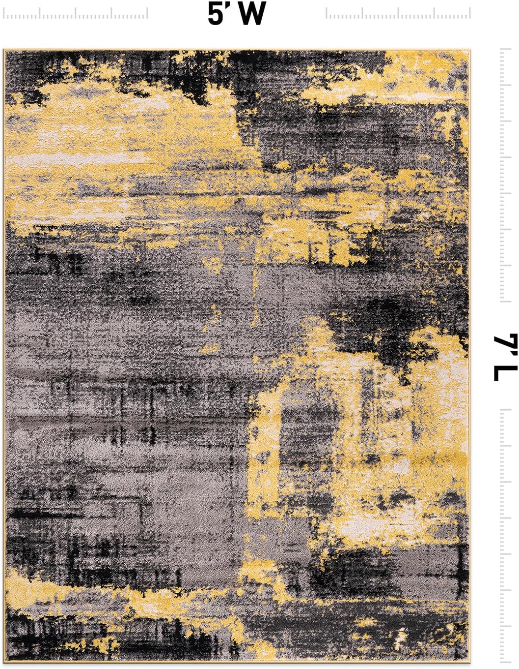 Modern Abstract Design Non Shedding Soft Ideal for Living Room,Bedroom,Kitchen Area Rug Yellow