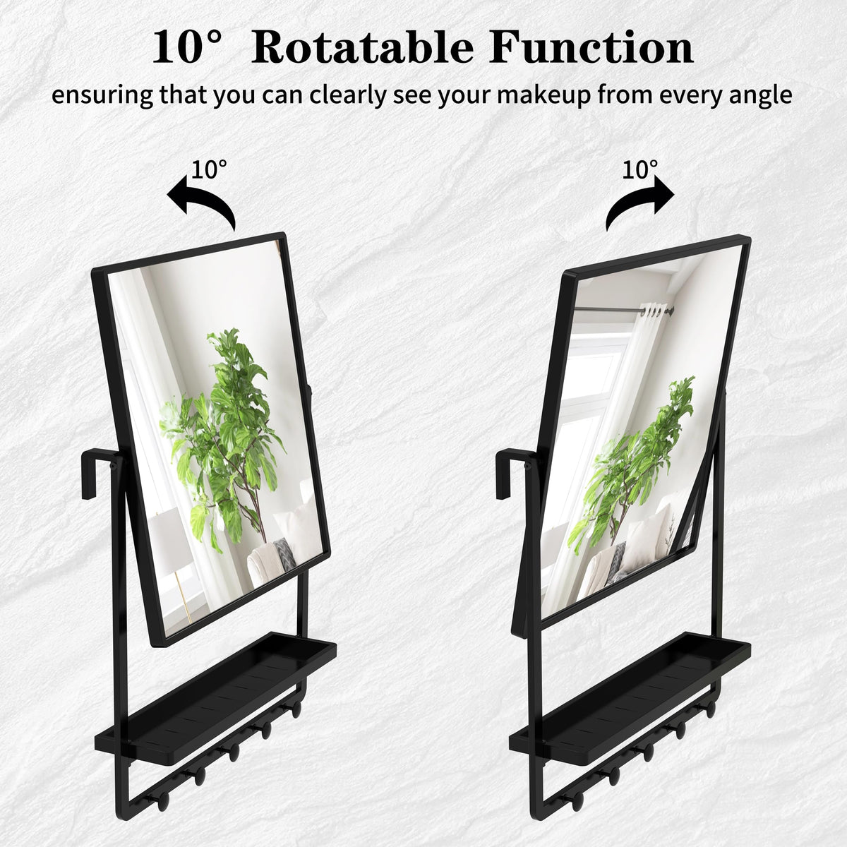 Wall Mirror with Shelf and Hooks 29.5" x 21.7" Bathroom Mirror
