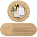 Set of 24 Round Woven Placemats 12-Inch Natural Water Hyacinth Plant Placemats Hand-Woven Boho Rattan Placemat Wicker