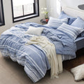 Blue Striped Comforter Set, King Bedding Set, 7 Piece