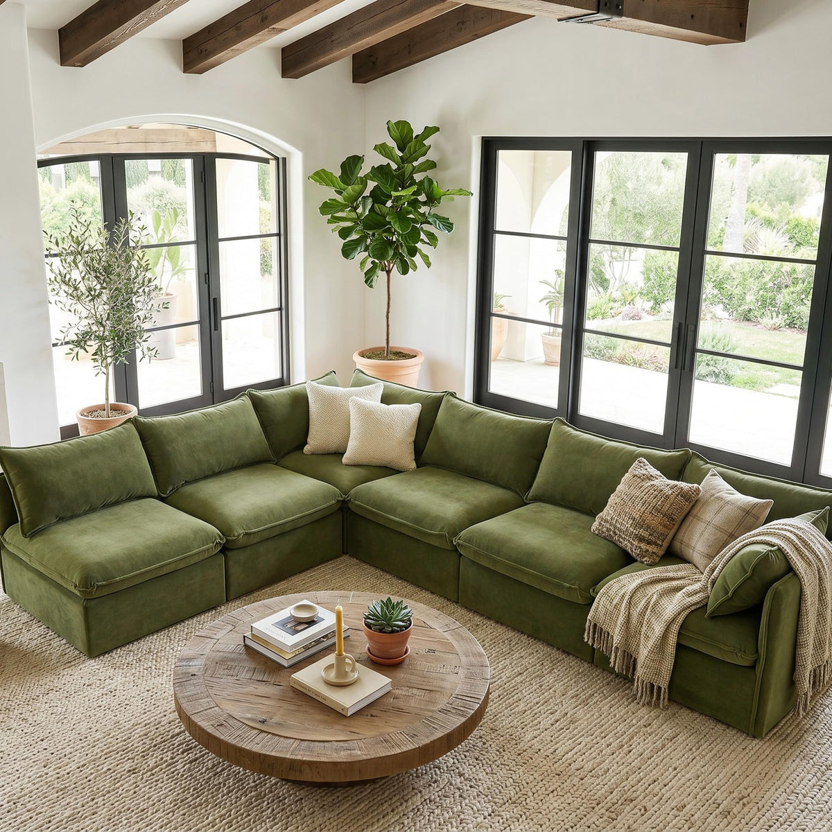 Cloud Modular Corner Sectional, Oversized Deep Seat Comfort, Luxe Chenille