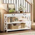 Farmhouse Console Table, 47.2 Inches Wide in Light Walnut