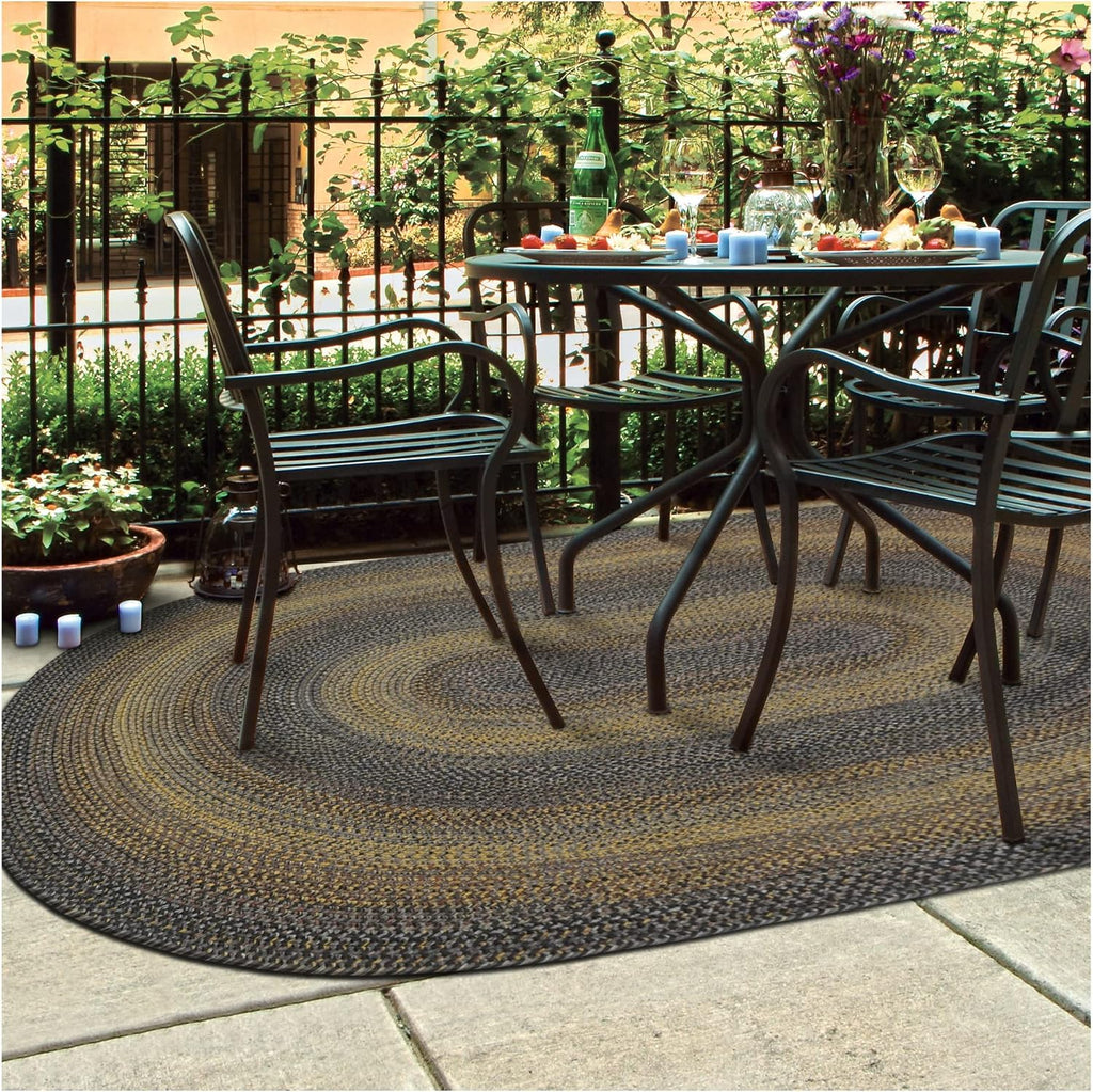 Black Forest Oval Braided Rugs Ideal as Outdoor Area Rug | Black Rug for Room and Country Rugs, Soft