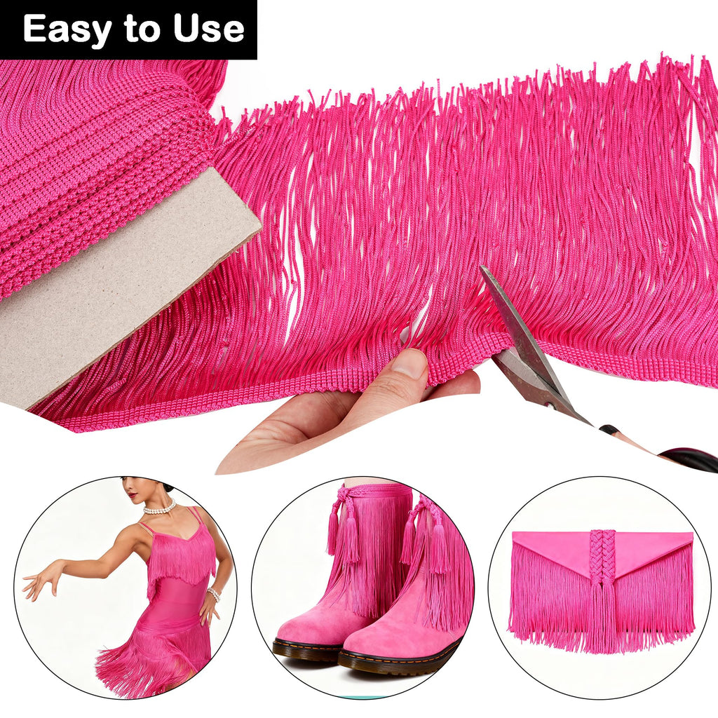Sewing Fringe Trim, 10 Yards, 6 Inches Wide, Hot Pink for DIY Crafts
