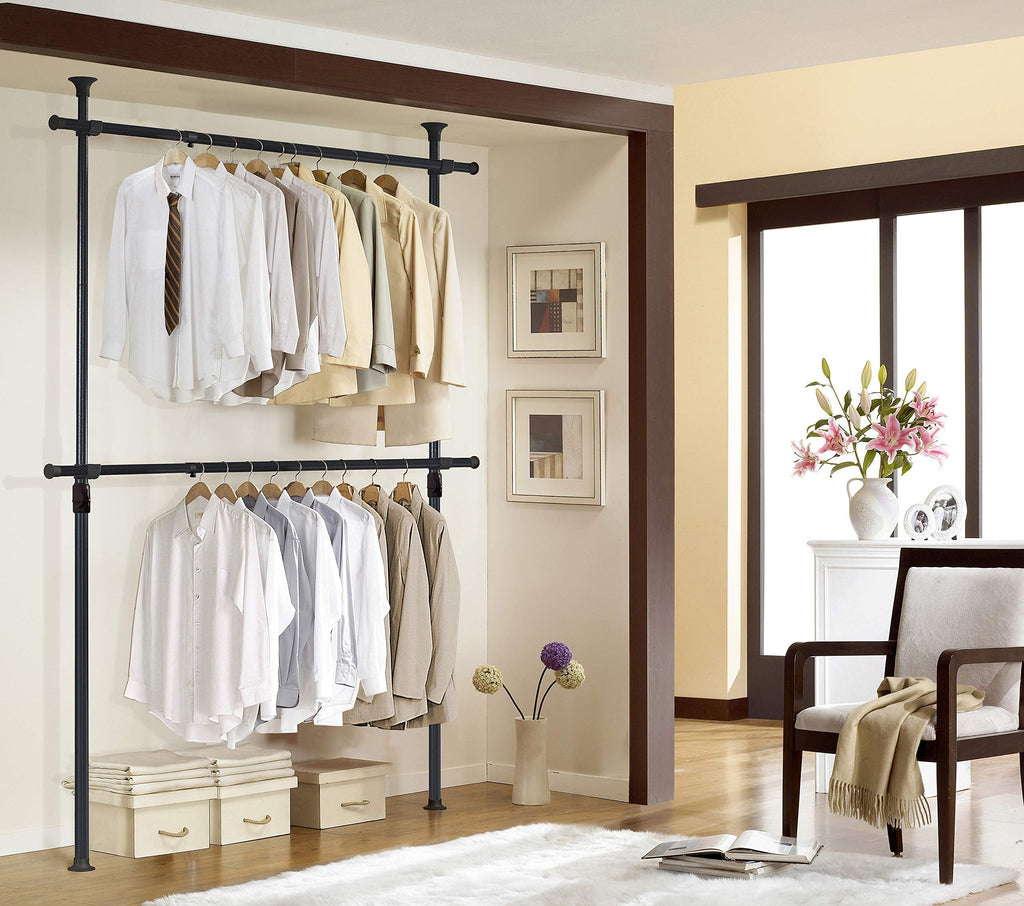 Heavy Duty Adjustable Garment Rack - One-Touch System for Easy Assembly, 352 LBS Load Capacity Freestanding Metal