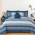 Boho Comforter Set, Navy Blue Striped Bed in a Bag