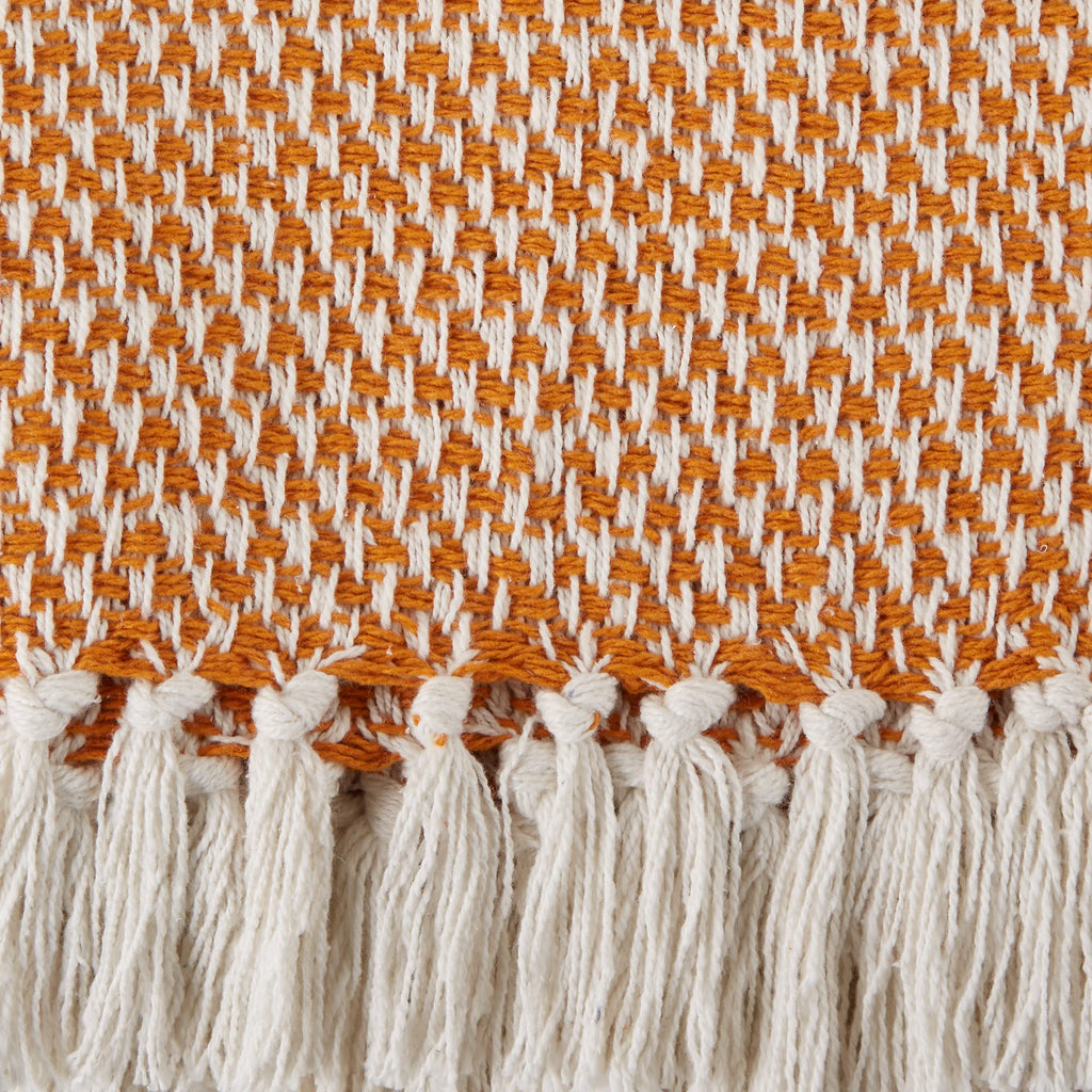 Woven Throw Collection 100% Cotton, Basketweave, 50x60, Pumpkin Spice