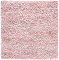 Rio Shag Collection Area Rug - 6' Square, Light Pink, Handmade Decorative, 3.5-inch Thick Ideal for High Traffic