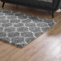 Solvea Moroccan Trellis High Pile Shag 5x8 Area Rug With Lattice Design in Gray and Ivory