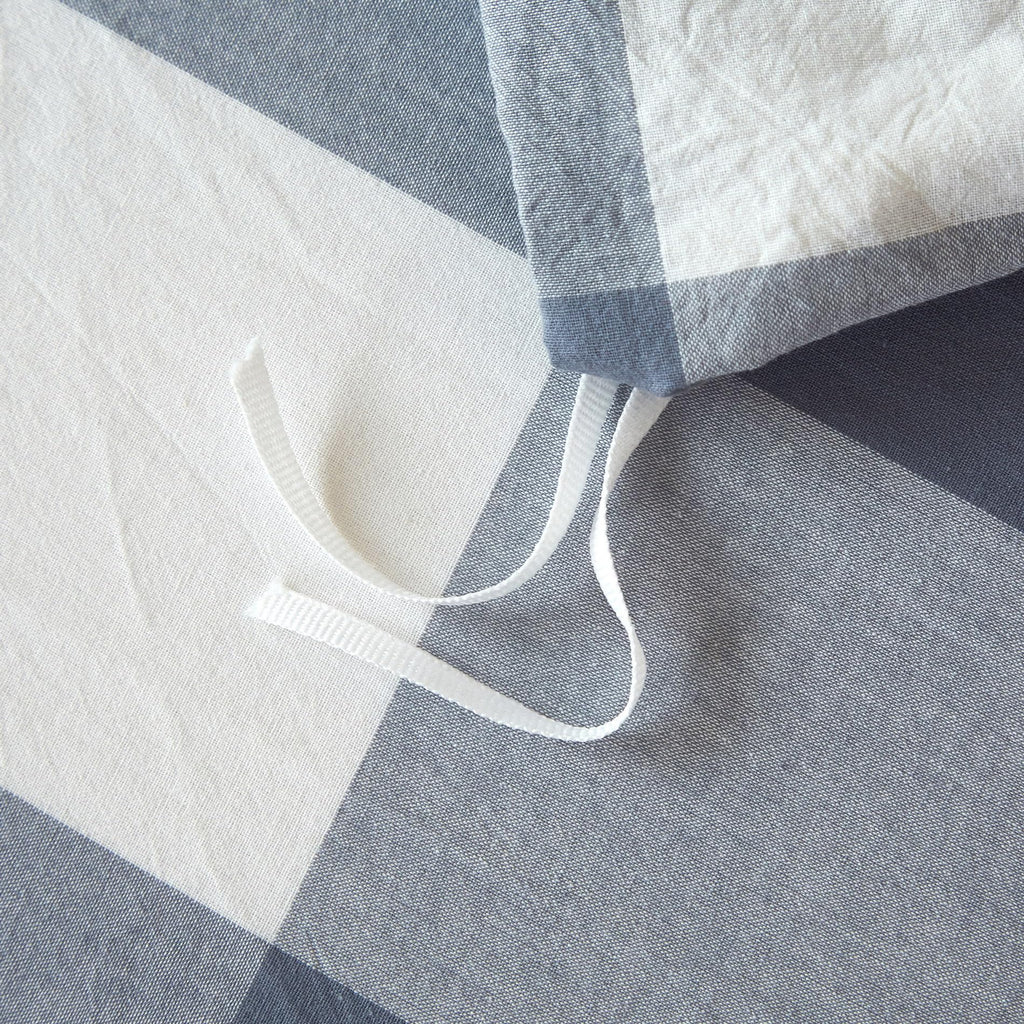 Blue White Buffalo Plaid Duvet Cover Set 100% Washed Cotton