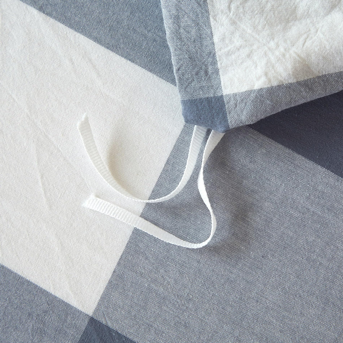 Blue White Buffalo Plaid Duvet Cover Set 100% Washed Cotton