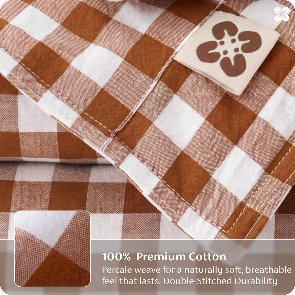 PureWoven Gingham Duvet Cover Set Linen‐Like, 3-PC