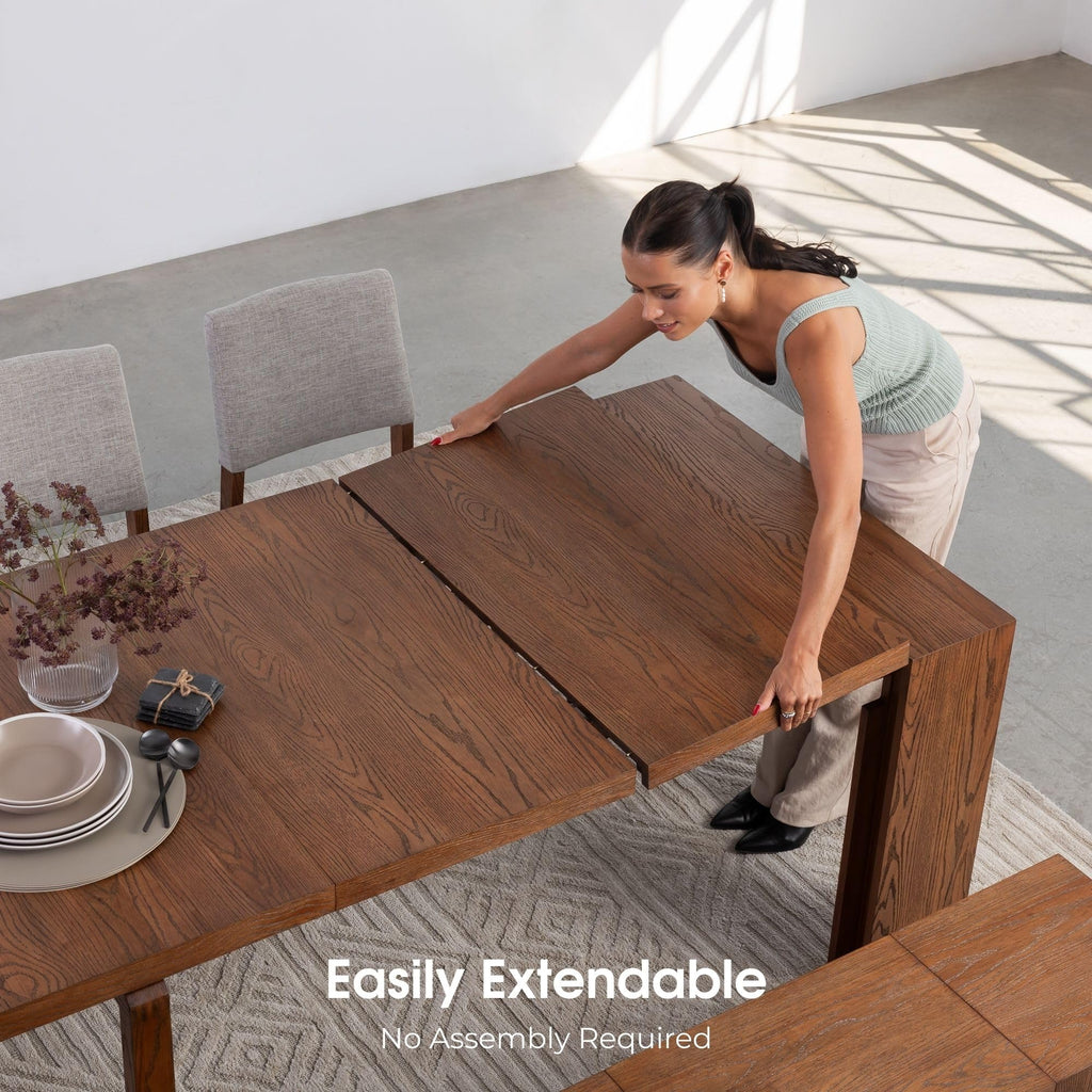 Solid Wood Extendable Dining Table, Brown