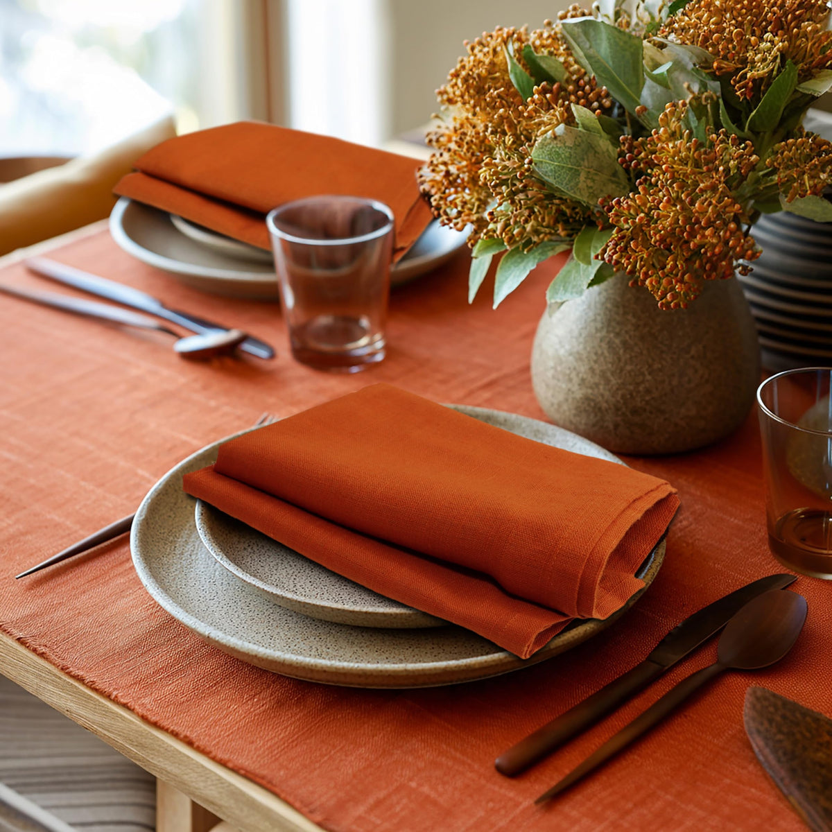 Harvest Cloth Napkins - Set of 12 Soft 100% Cotton Napkins