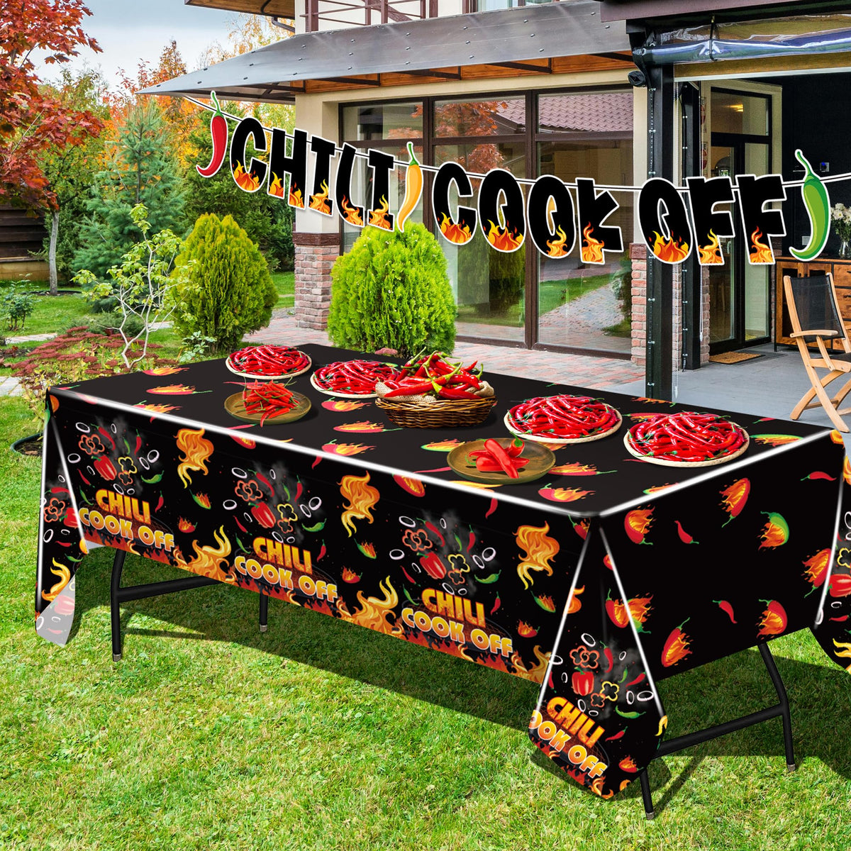 4 Pcs Black Chili Cook Off Table Decoration Set, Chilis Pepper Party Decor