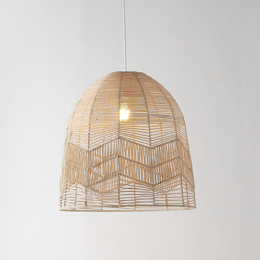 Sofia 17.5" Rattan 1-Light Pendant Swag Lamp, Light Brown