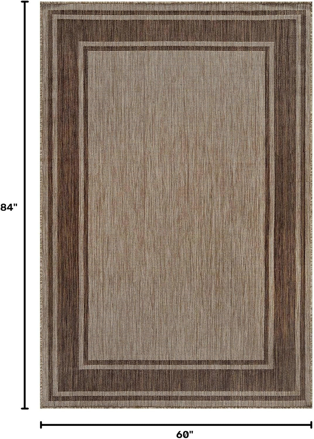 Outdoor Rug Modern Bordered Area Rugs Patio Deck Porch Garden Waterproof Weather Sun Resistant Washable Outside