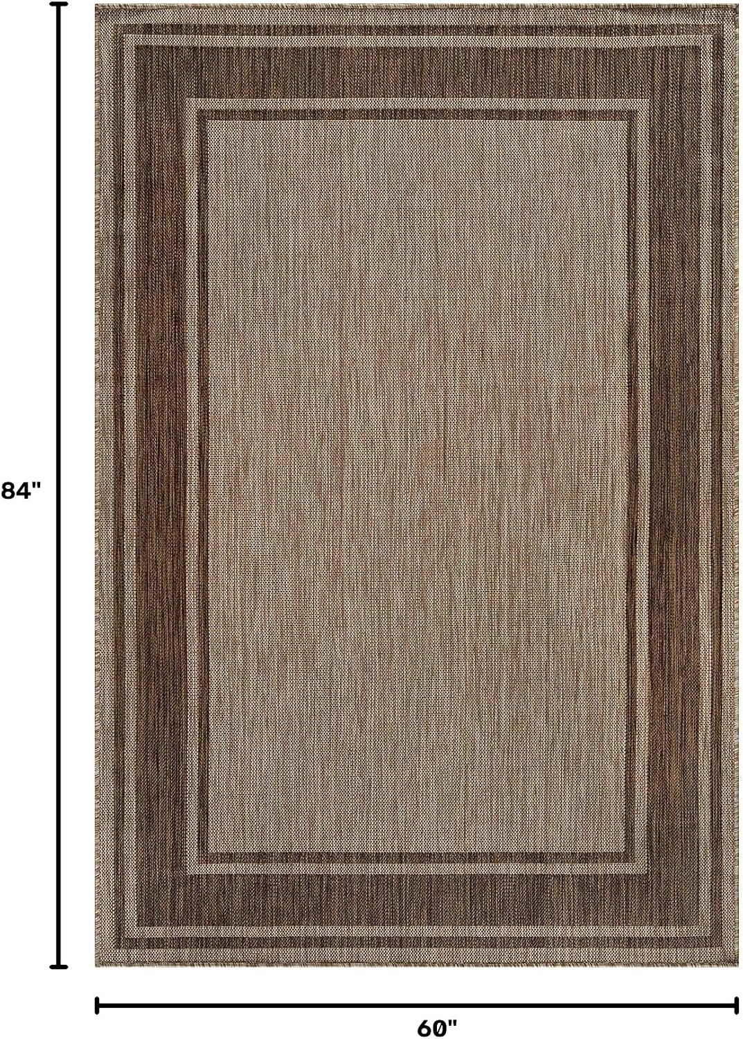 Outdoor Rug Modern Bordered Area Rugs Patio Deck Porch Garden Waterproof Weather Sun Resistant Washable Outside