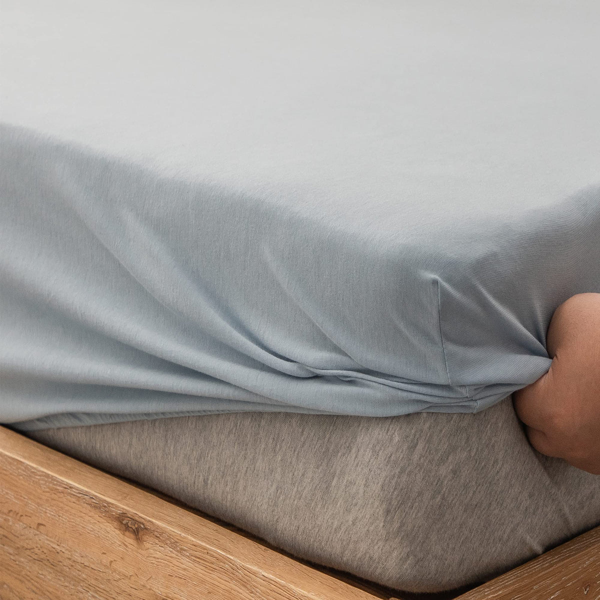Jersey Fitted Sheet Only Solid Light Blue King