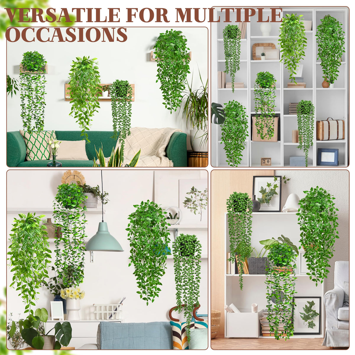 4Pcs Artificial Hanging Plants with Cascading Faux Vines