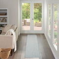 Courtyard 8' Runner Indoor/Outdoor Serged Edges Runner Ivory Aqua