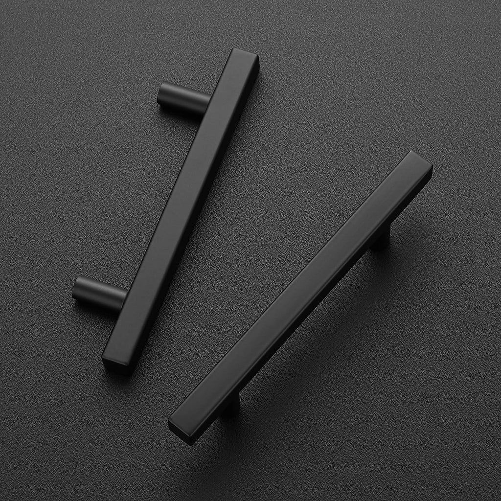 Matte Black Cabinet Hardware Square Pulls, 3.75 Inch, 35 Pack