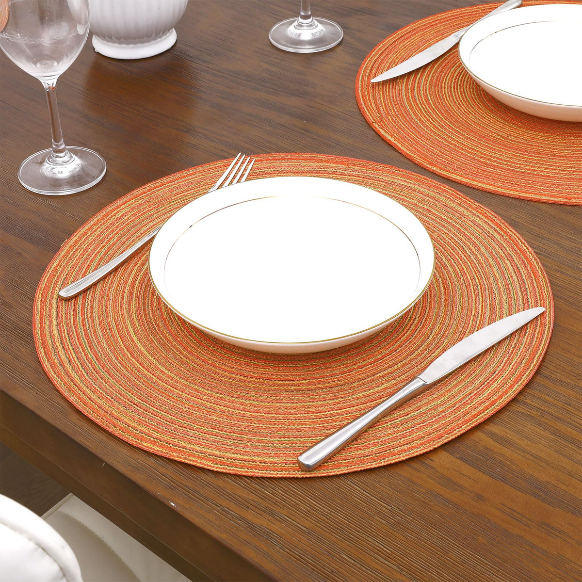 Round Braided Fall Placemats Set of 6 Thanksgiving Place Mats