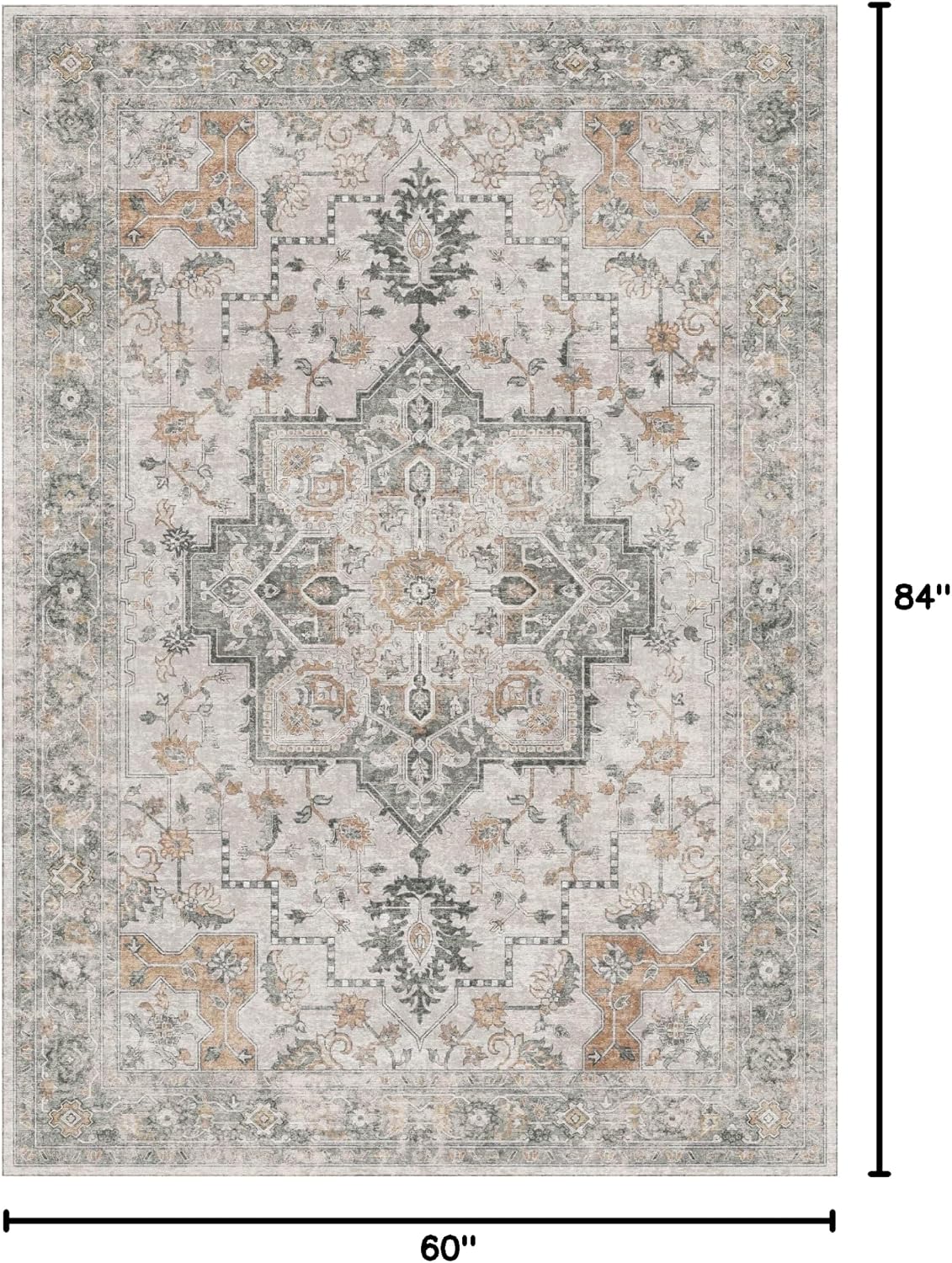 Washable Area Rugs, Non Slip, Light Taupe Brown