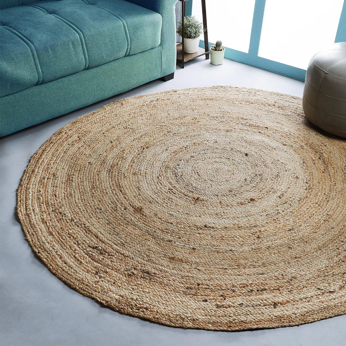 Hand Woven Jute Braided Rug - Natural, Reversible Boho Entry Area Rugs for Kitchen, Living Room & Farmhouse