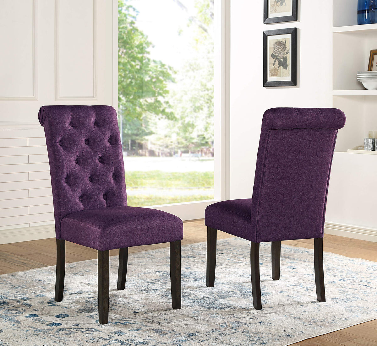 Leviton Solid Wood Tufted Parsons, Set of 2, Purple