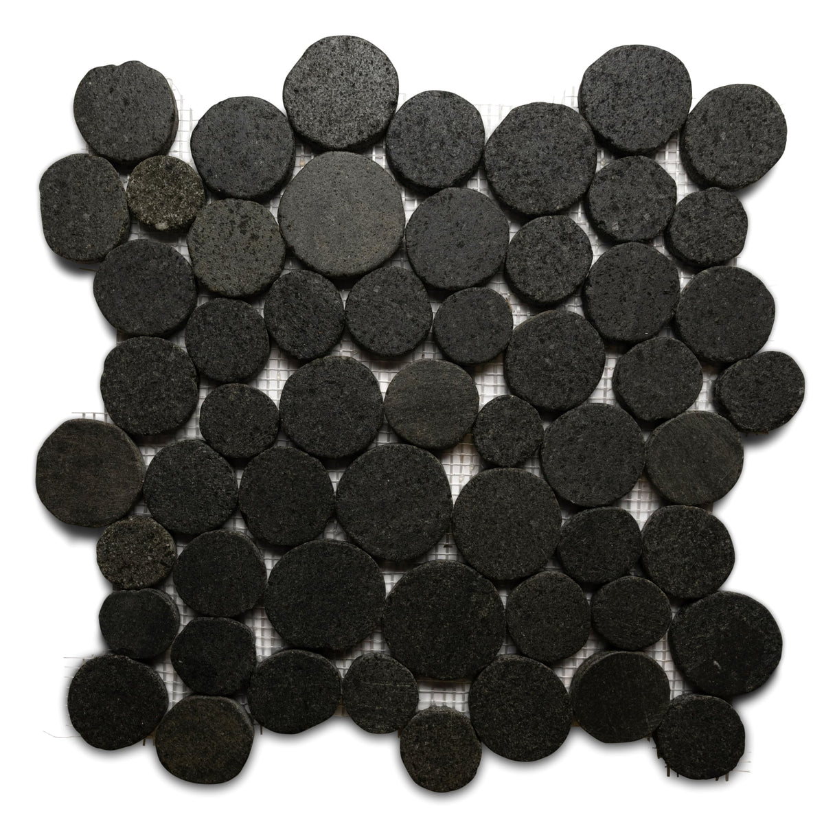 CNK Glazed Black Moon Mosaic - 12" X 12" Unpolished Natural Stone, Bathroom, Kitchen, Backsplashes, Shower Floors