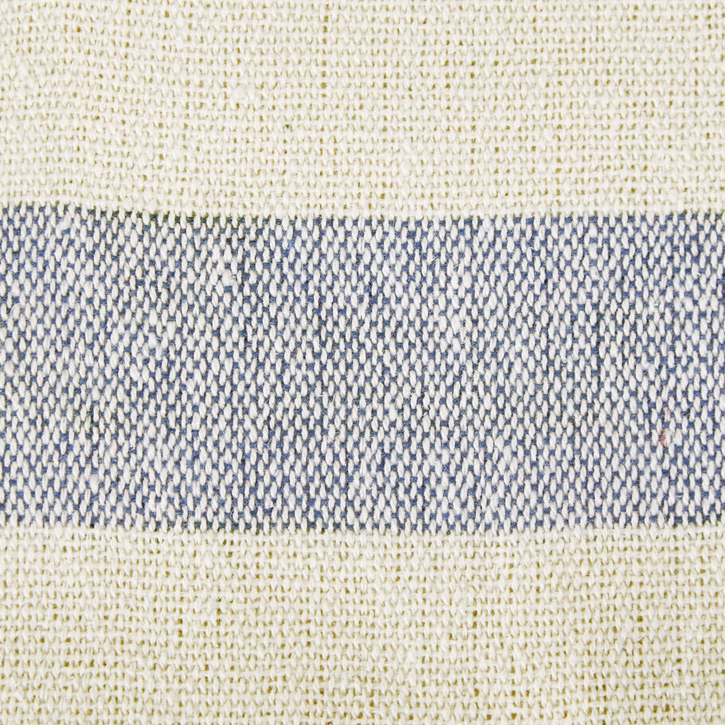 Rustic Farmhouse Cotton Cabana Striped Blanket Throw with Fringe, 50 x 60 - Cabana Striped Off-White with French Blue