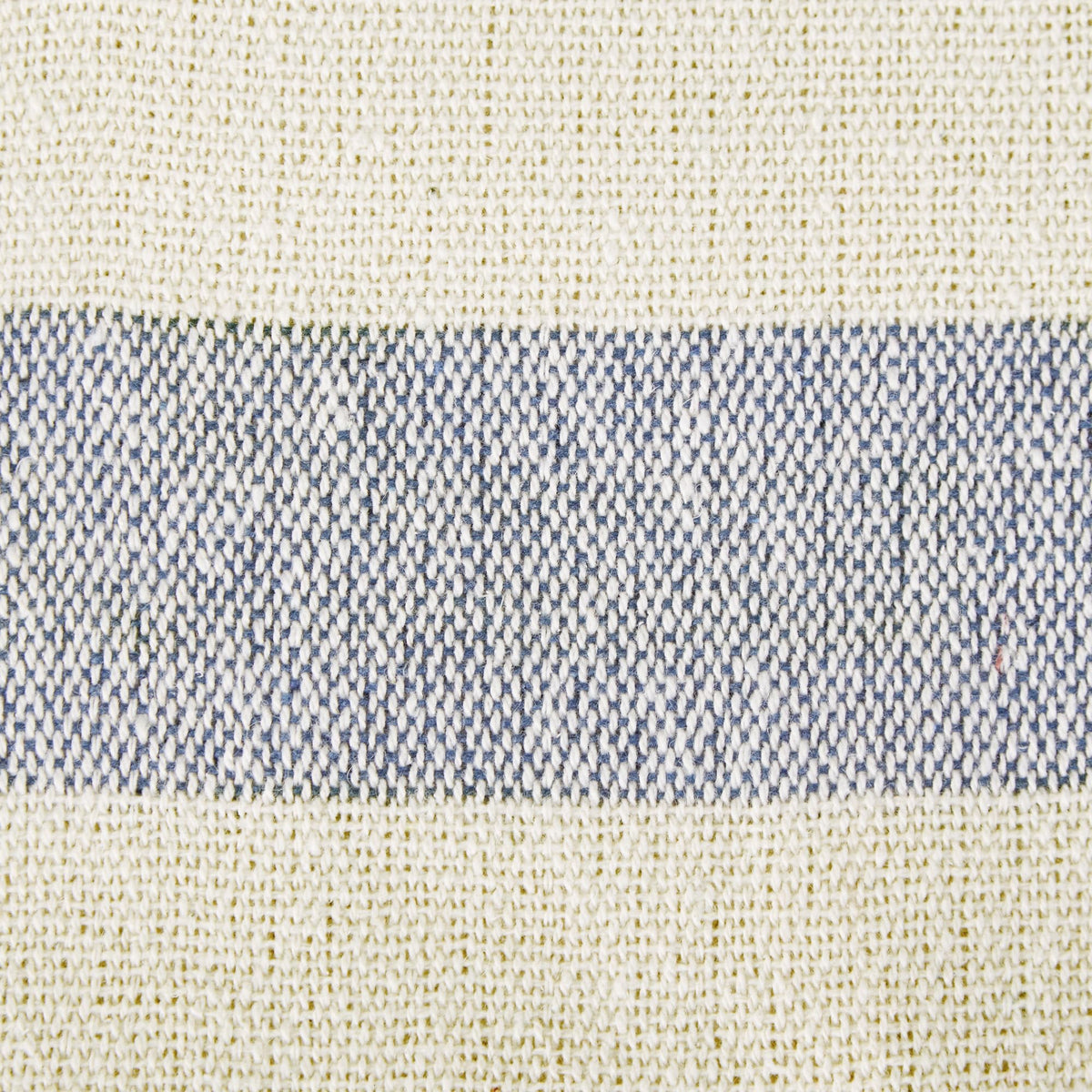 Rustic Farmhouse Cotton Cabana Striped Blanket Throw with Fringe, 50 x 60 - Cabana Striped Off-White with French Blue