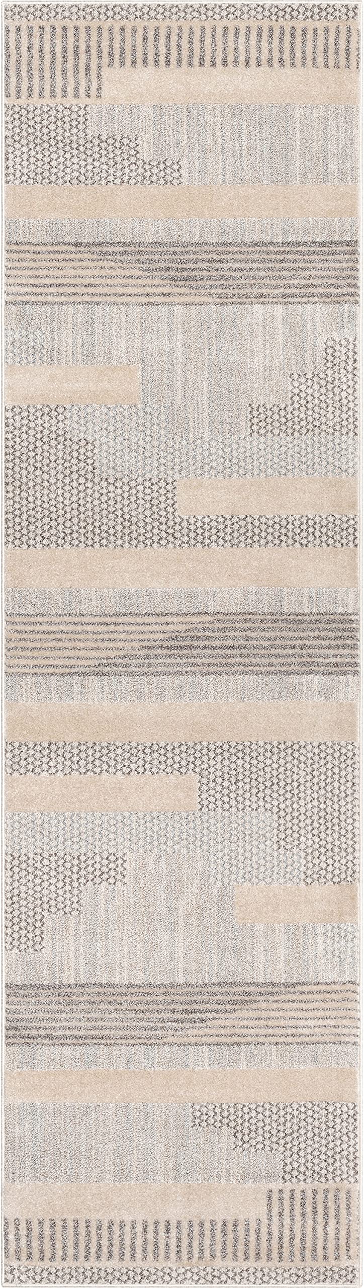 Harlow Collection Briar Beige - Modern Tribal Minimalist Geometric Runner Rug - Ideal - Durable, Stain Resistant
