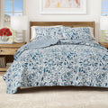 Floral Quilt Set - 3-Piece Size Coastal Bloom Bedding Set - Lightweight, All-Season, Reversible
