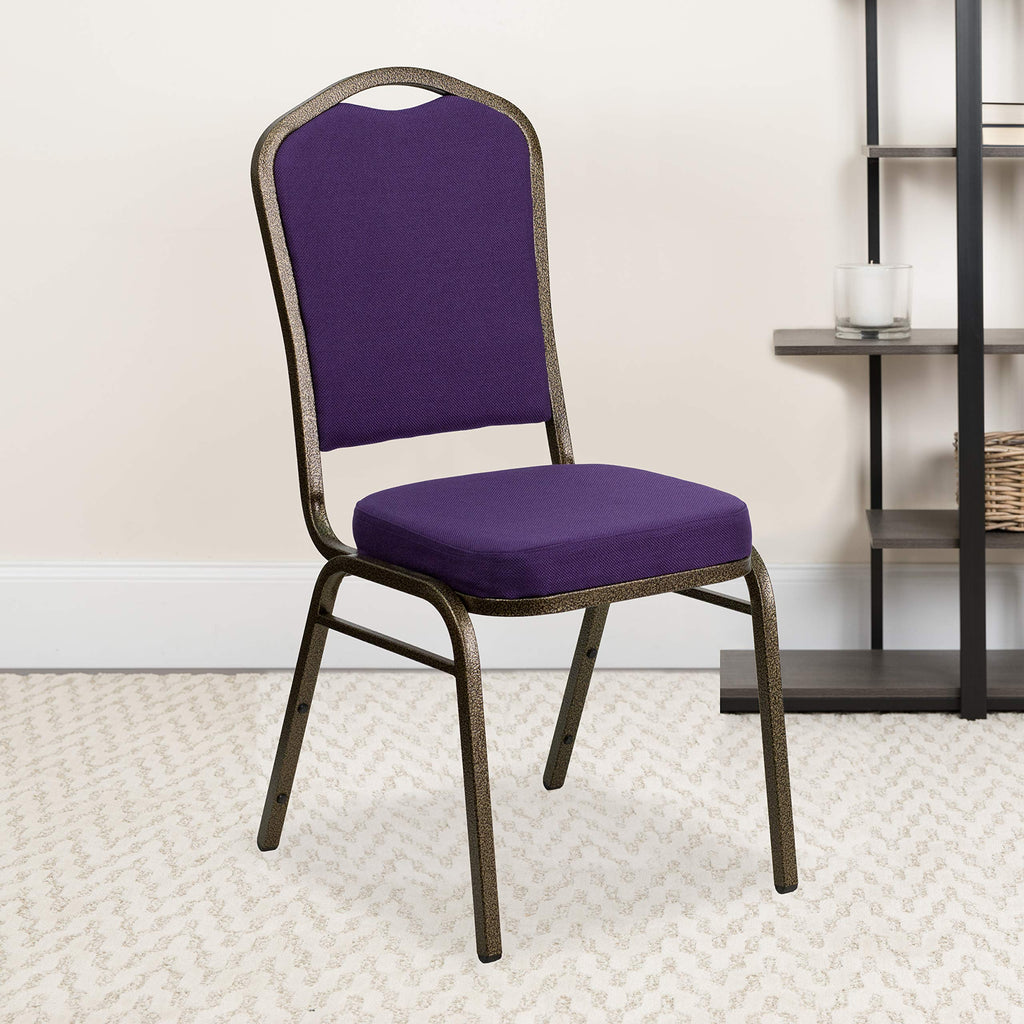 Hercules Crown Back Stackable Banquet Chair, Gold, 4-Pack