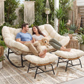 Inspired Egg Style Double Rocking Chair with Ottomans, Papasan Lounger Chairs