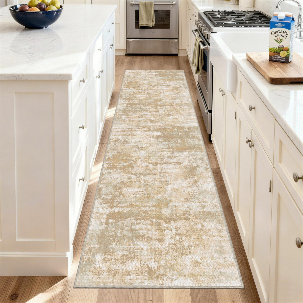 Washable Carpet Runners 8ft-Non Slip Floor Runners for Dogs, Abstract Hallway Runner Rug with ‌Silicone Backing