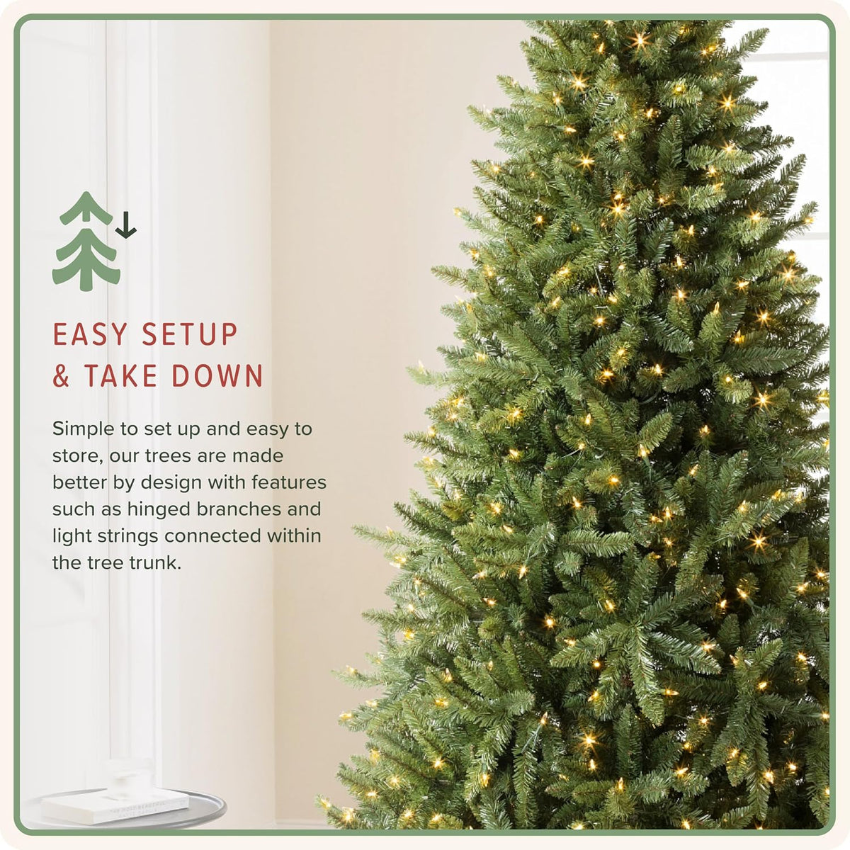 Heritage Balsam Spruce - Artificial Indoor Christmas Tree, Hinged Branches, Holiday Decor, LED Clear