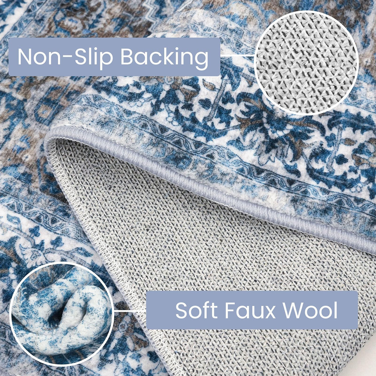 Runners s Extra Long Washable Kitchen Runner Rug Boho Runner Rug Indoor Blue Printed Oriental Faux Wool Stair