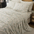 Sheets Set 100% Cotton, 4-Piece Shabby Paisley Floral Bedding Vintage Sage Green Paisley Bed Sheet Set
