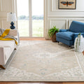 Micro-Loop Collection Area Rug, Light Grey & Ivory, Handmade Medallion Wool, Ideal for High Traffic Areas