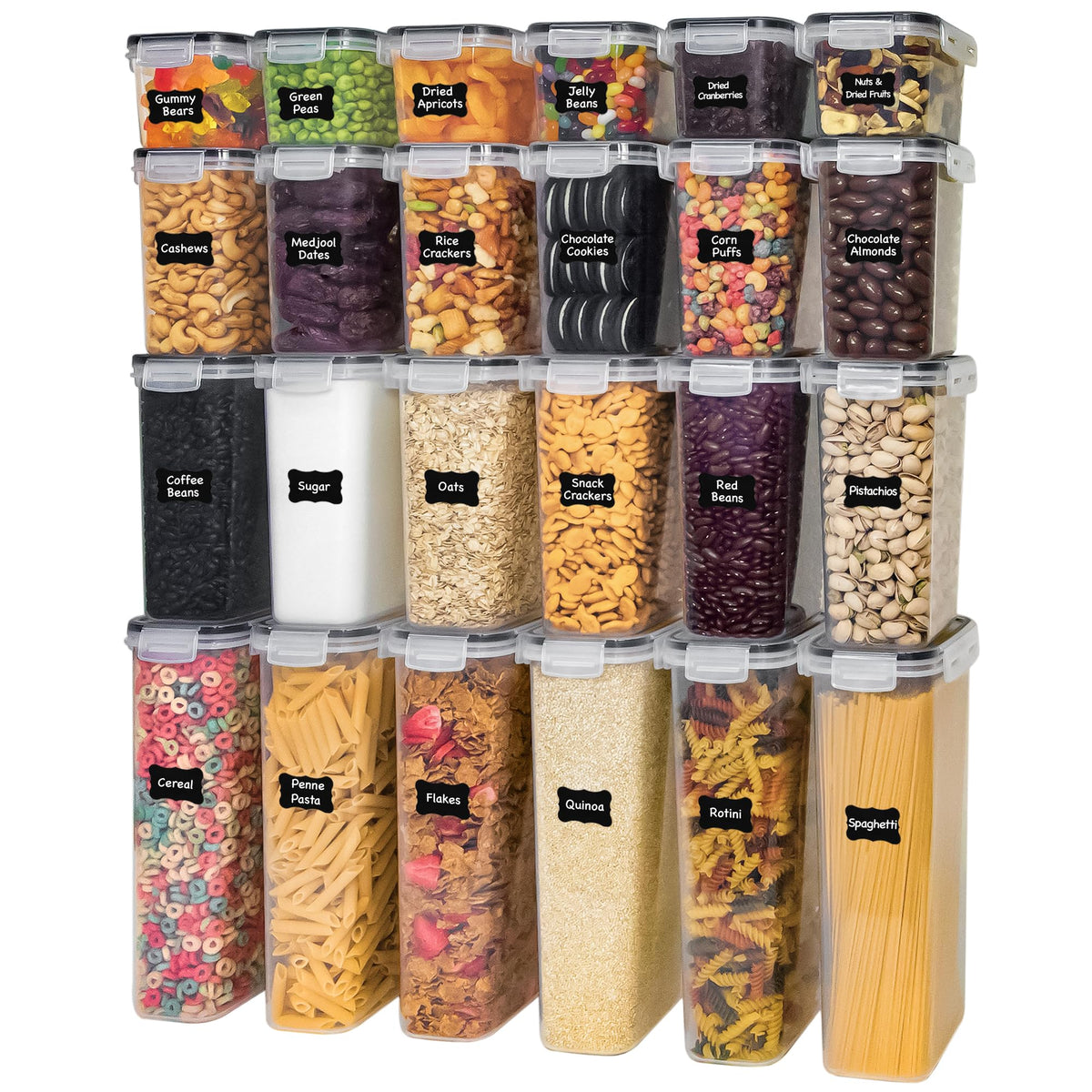 Kitchen Storage Containers with Lids, 48 PCS Airtight Food Storage Containers, Plastic Kitchen Containers, Pantry