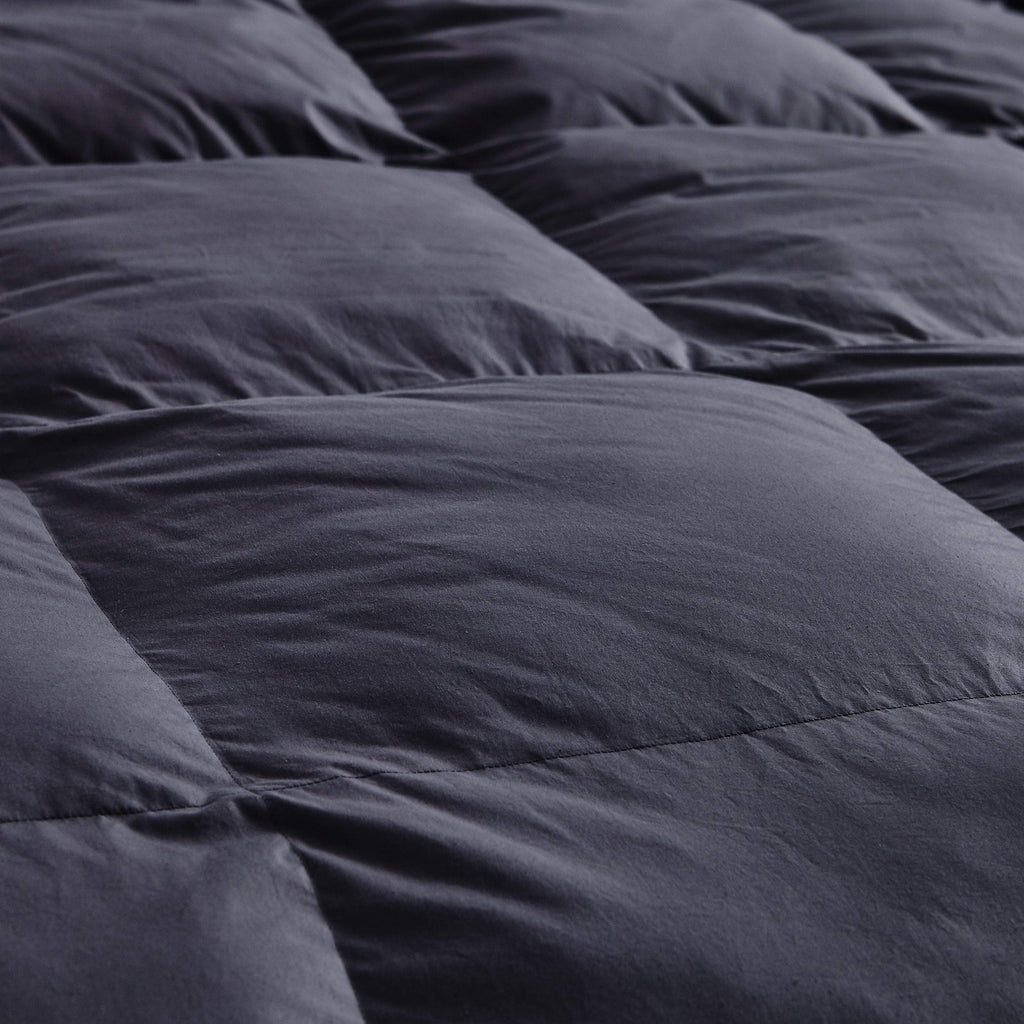 Luxurious Light Weight Goose Down Comforter Full Size Duvet Insert, Classic Gray, Premium Baffle Box, 1200 Thread
