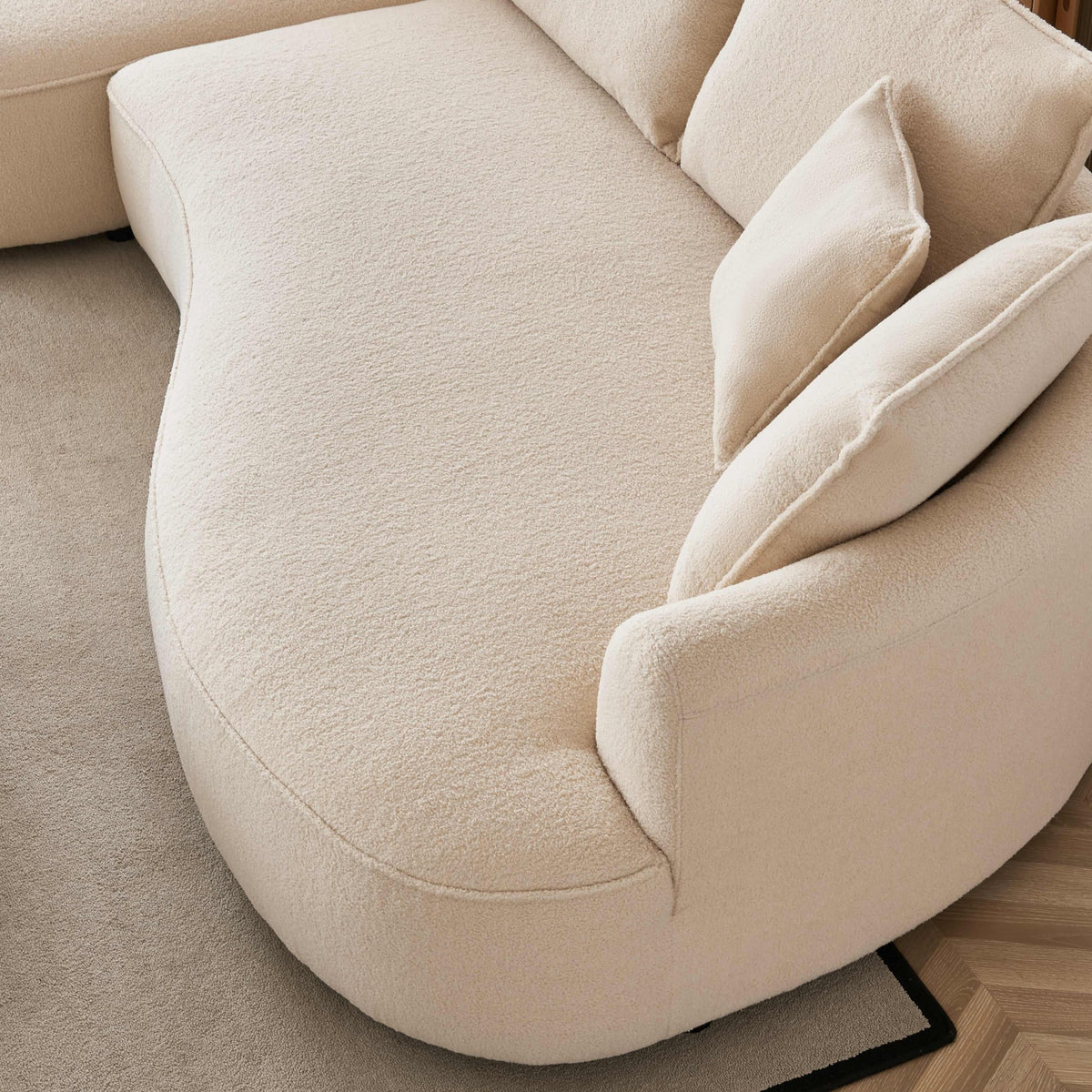 122.8" Curved Sofa, Modern Curved Couch Living Room Modular Sectional Sofa, Mid Century Upholstered Couch Sherpa
